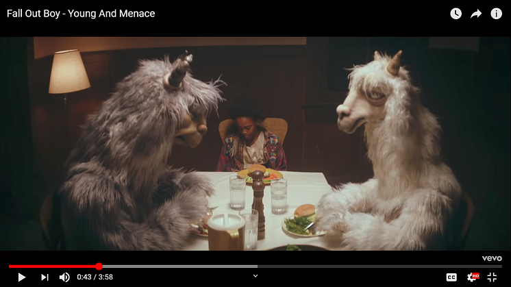 A YouTube screen grab of Fall Out Boy's Young And Menace music video