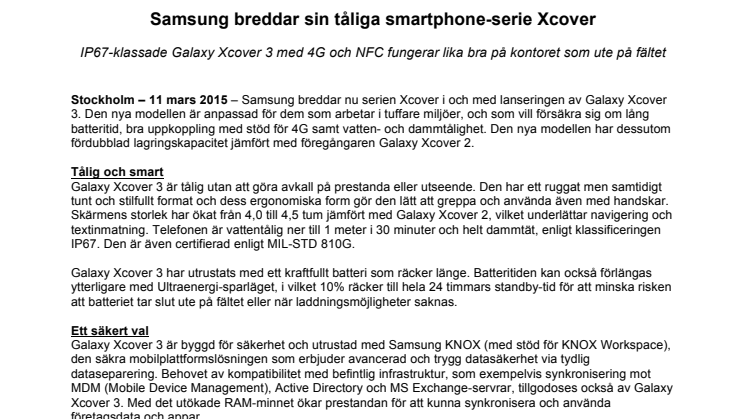  Samsung breddar sin tåliga smartphone-serie Xcover