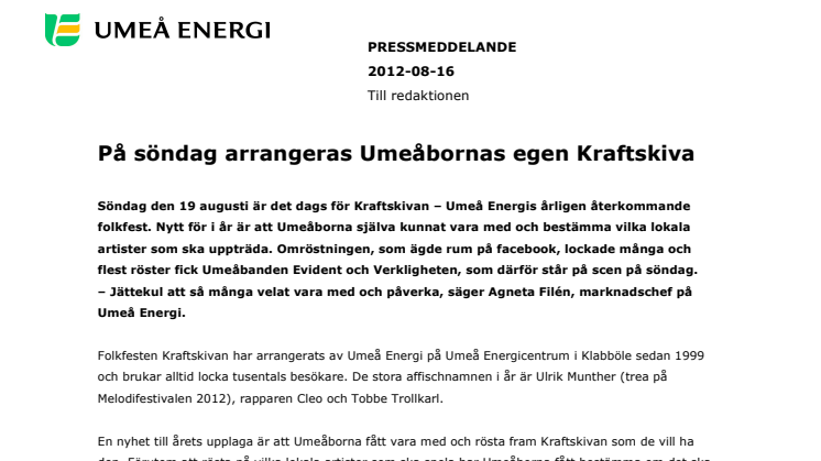På söndag arrangeras Umeåbornas egen Kraftskiva 