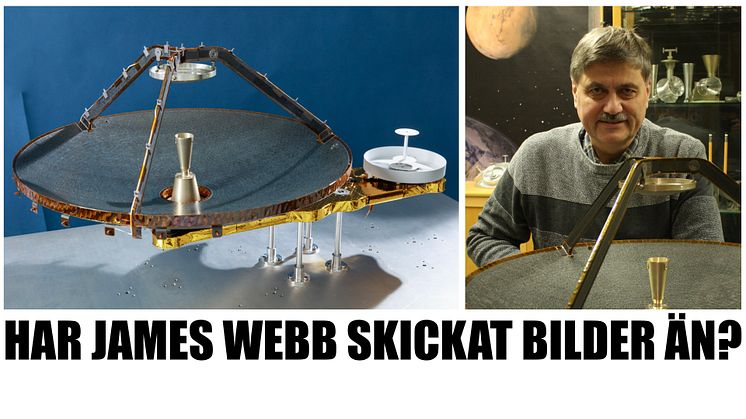 Joakim Johansson, lead enginere för antenner på Beyond Gravity tillsammans med James Webb teleskopets antenn.
