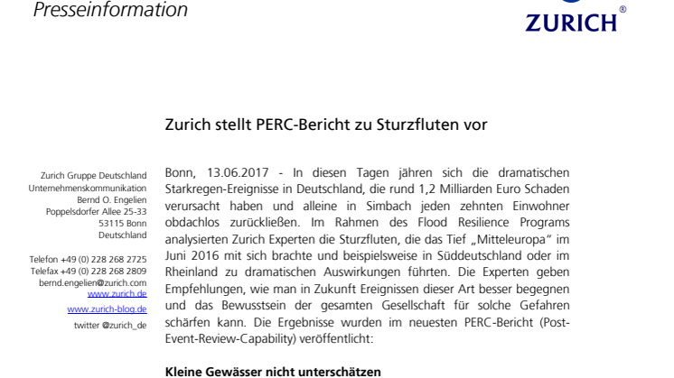Zurich stellt PERC-Bericht zu Sturzfluten vor