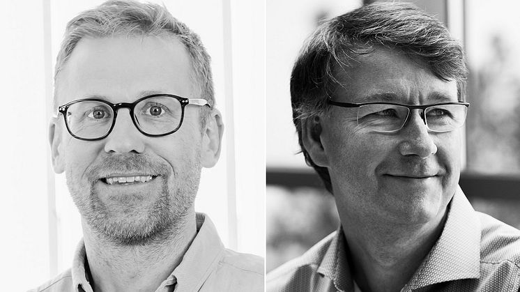 Anders Hjälte, elhandelschef på Bodens Energi (t.v.), och Per Svenonius, kundansvarig partner på Modity (t.h.)