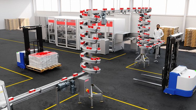 The compact spiral allows manufacturers to increase available production floor space.