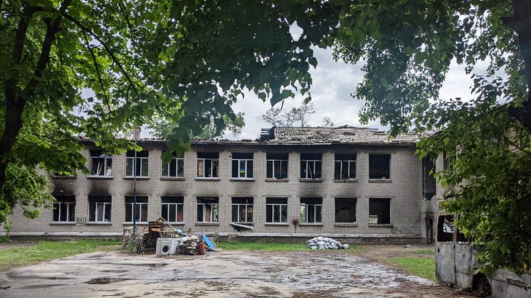 En skola i Bovary, utanför Kiev, som har förstörts. 