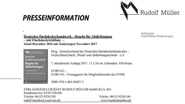 Deutsches Dachdeckerhandwerk – Regeln für Abdichtungen