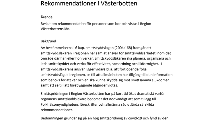 Rekommendationer i Västerbotten 