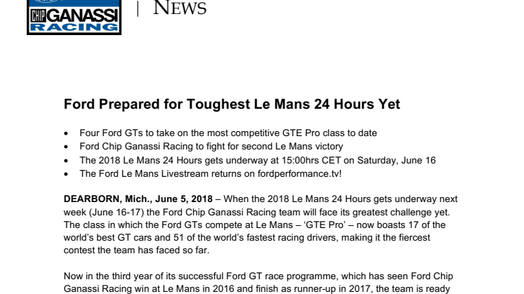Ford er klar til det hårdeste 24 timers Le Mans
