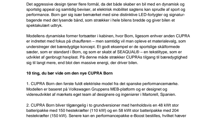 CUPRA Born: Elektrificeret performance
