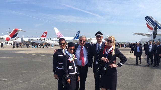 CEO Bjorn Kjos with Short Haul and Long Haul Crew at Paris Air Show