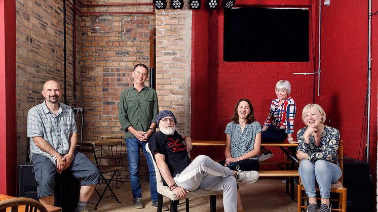 From left to right, actor Chris Connell, Associate Professor Steve Gilroy, actor Dave Johns, Dr Heike Pichler, actor Sharon Percy and actor Jackie Lye.