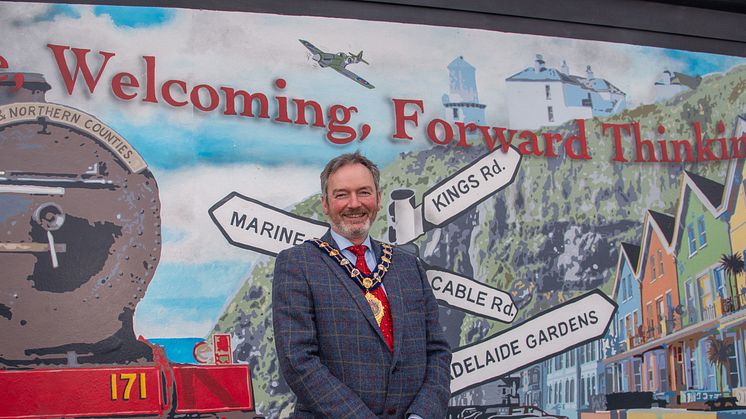 Mayor of Mid and East Antrim, Cllr William McCaughey, has unveiled a new mural depicting the history and heritage of Whitehead
