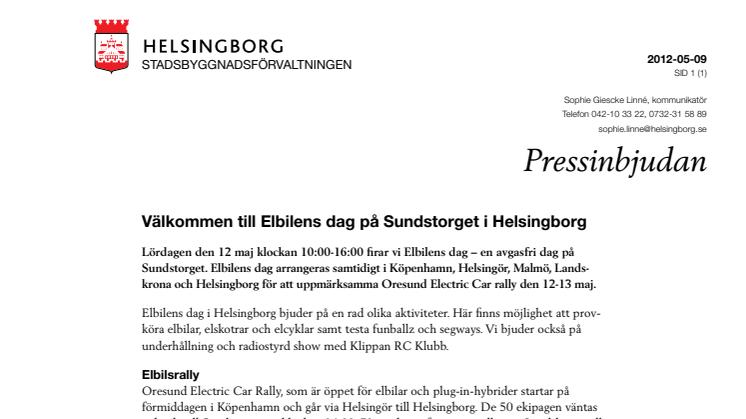 Välkommen till Elbilens dag på Sundstorget i Helsingborg