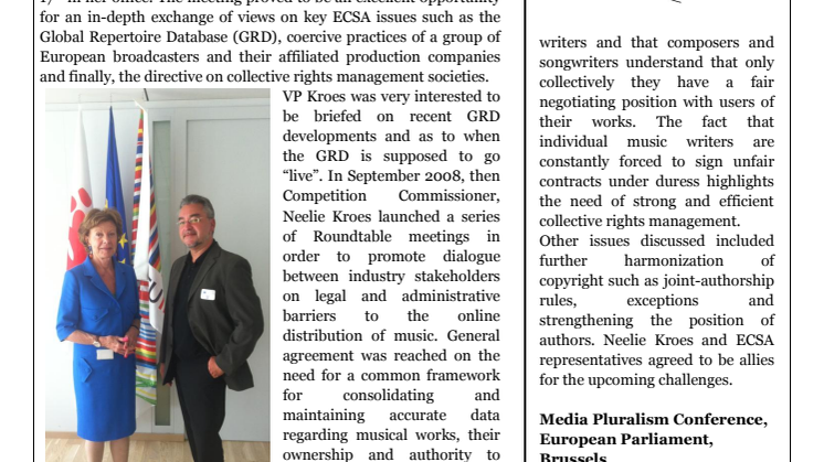 ECSA News from Brussels - Edition 22, July 2012