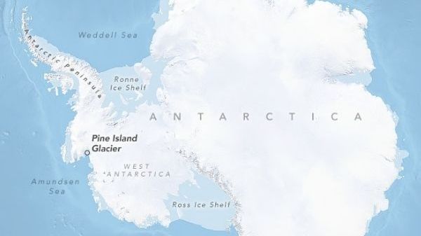 Map of Antarctica showing Pine Island Glacier