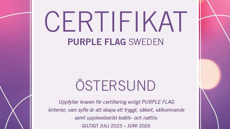  Östersund är nu Purple Flag-certifierat