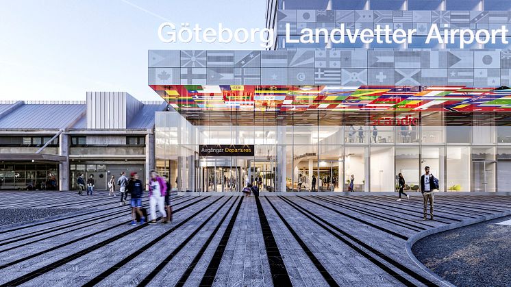 Kommande hotell på Göteborg Landvetter Airport som färdigställs vid årsskiftet 2020/2021. Foto: Wingårdhs Arkitekter.