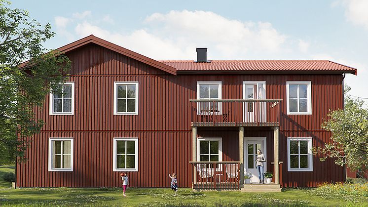 Lägenhetshusen som ska byggas i Marielund utanför Mariefred kommer vara klassiskt röda