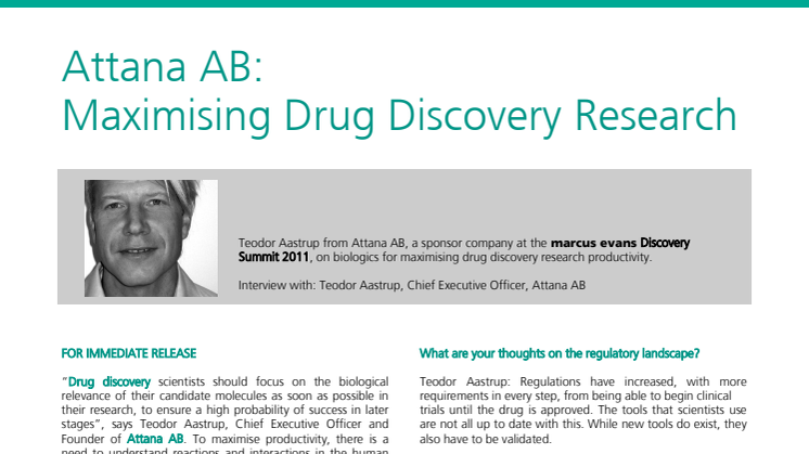 Maximising Drug Discovery Research- Interview with Attana CEO, Teodor Aastrup