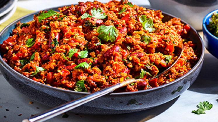 The study explored the impact of switching meat for fungi-based mycoprotein. Image credit: Quorn (Vegetarian chilli con carne made with Quorn mycoprotein)