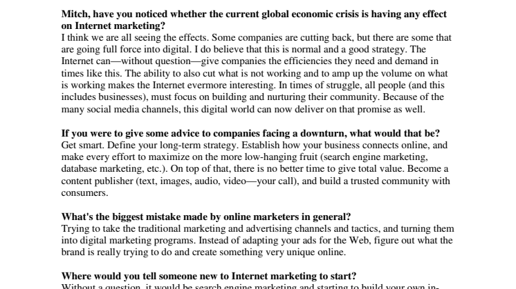 Surviving the Recession—Online Marketing Tips from Mitch Joel