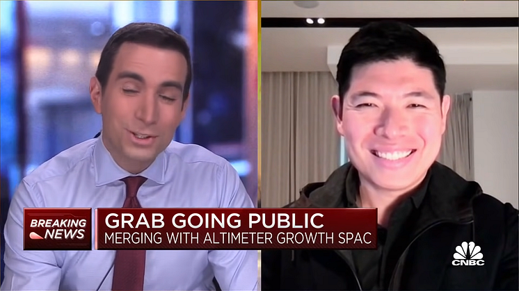 Grab CEO Anthony Tan being interviewed on CNBC
