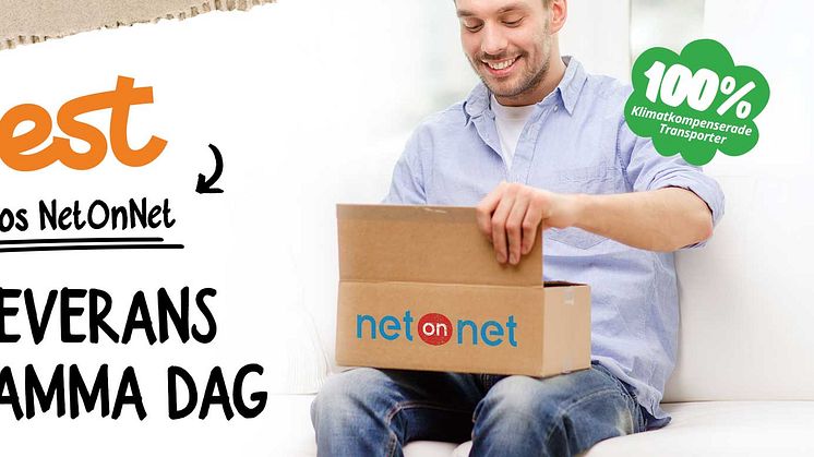 NetOnNet erbjuder i samarbete med Best Transport, klimatkompenserade hemleveranser från samma dag