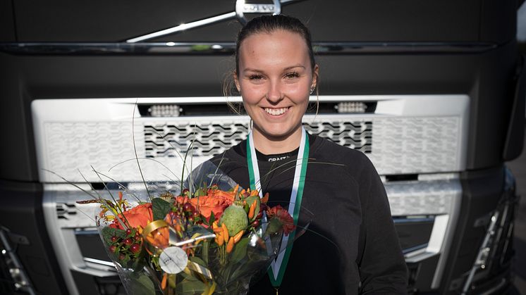 Felicia Bendroth som går sista året på inriktning transport på Malenagymnasiet i Sjöbo vann dagens kvaltävling. Foto: TYA