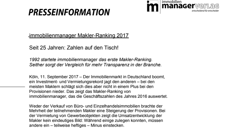 immobilienmanager Makler-Ranking 2017