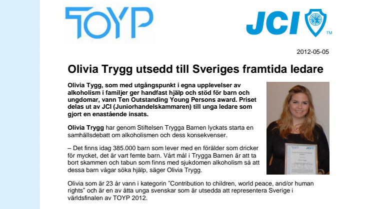 Olivia Trygg utsedd till Sveriges framtida ledare