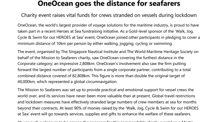 OneOcean goes the distance for seafarers