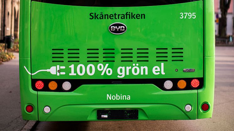En av Landskronas redna tysta elbussar. Fotograf Peter Kroon.