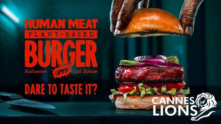 Svenska Oumph!s Human Meat Plant-Based Burger prisad på Cannes Media Lions.