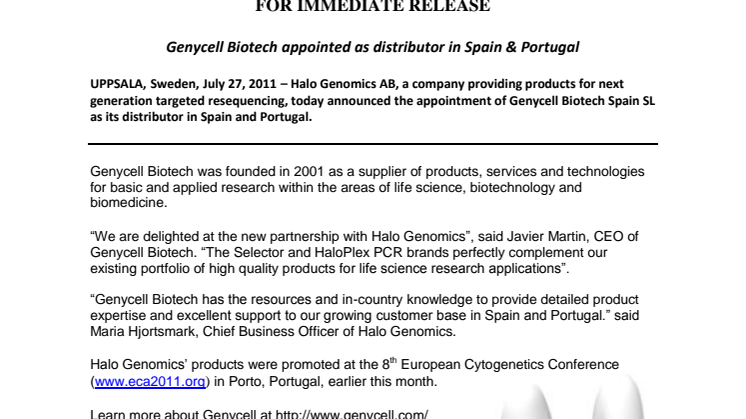 Genycell Biotech appointed as distributor in Spain & Portugal