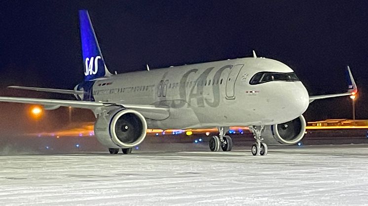 Scandinavian Airlines aircraft at Luleå Airport. Photo: Swedavia