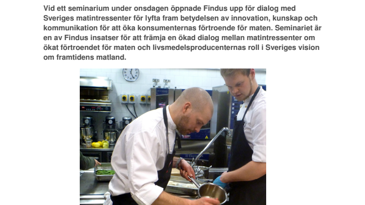 Findus samlar Sveriges matintressenter för dialog om förtroende för maten 