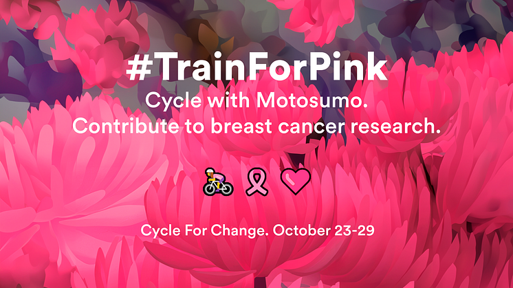 Motosumo's #TrainForPink Pinktober campaign invites all indoor cyclists to cycle together toward a future without breast cancer - in the last week of October.