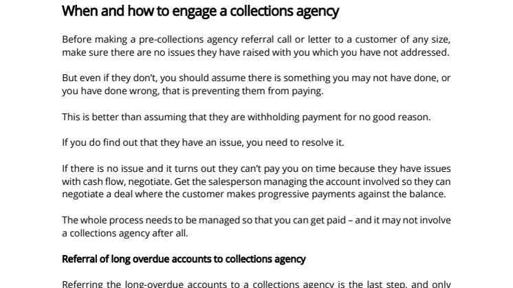 RIABU Academy - When and how to engage a collections agency