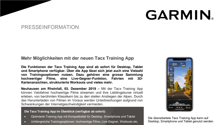 Mehr Möglichkeiten mit der neuen Tacx Training App