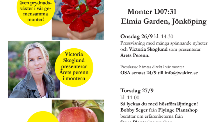 Press invitation Svenska plantskolor at Elmia Garden 2018