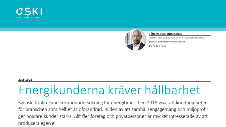 Svenskt Kvalitetsindex Energibranschen 2018