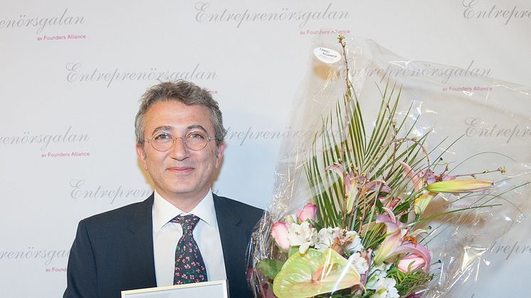 Greg Dingizian tilldelades utmärkelsen Årets Förebildsentreprenör igår på Entreprenörsgalan Syd