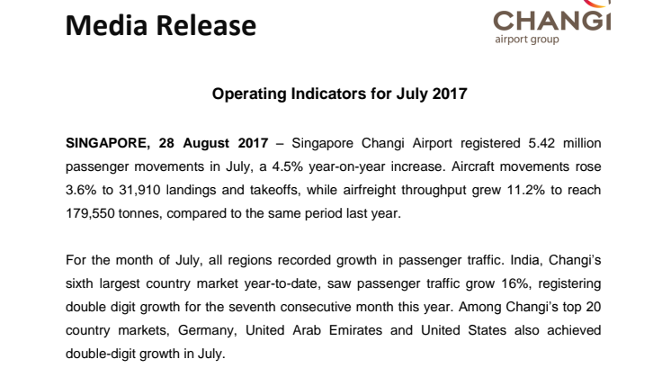 Operating Indicators for July 2017