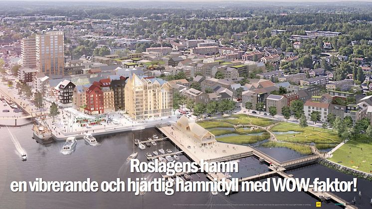SPA-hotell, bostäder och pir-byggnad i trä när AF gruppen bygger i Norrtälje hamn