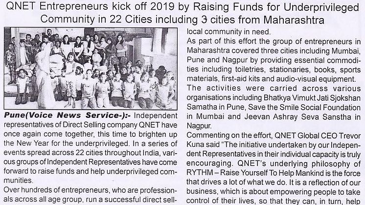 QNET Entrepreneurs kick off 2019 by Raising Funds for Underprivileged Community in 22 Cities