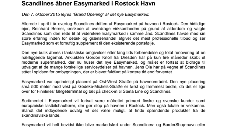Scandlines åbner Easymarked i Rostock Havn
