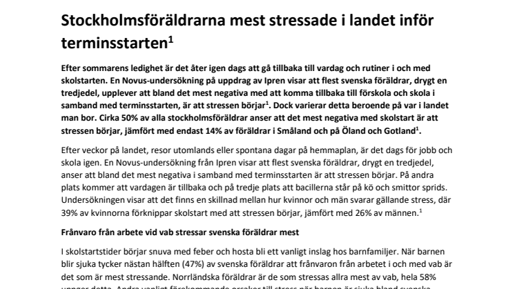 Stockholmsföräldrarna mest stressade i landet inför terminsstarten