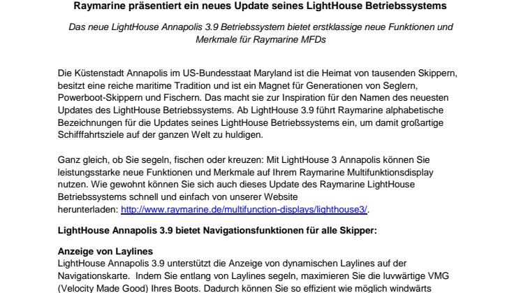 Raymarine Präsentiert Ein Neues Update Seines LightHouse Betriebssystems