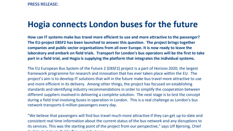 Hogia connects London buses for the future