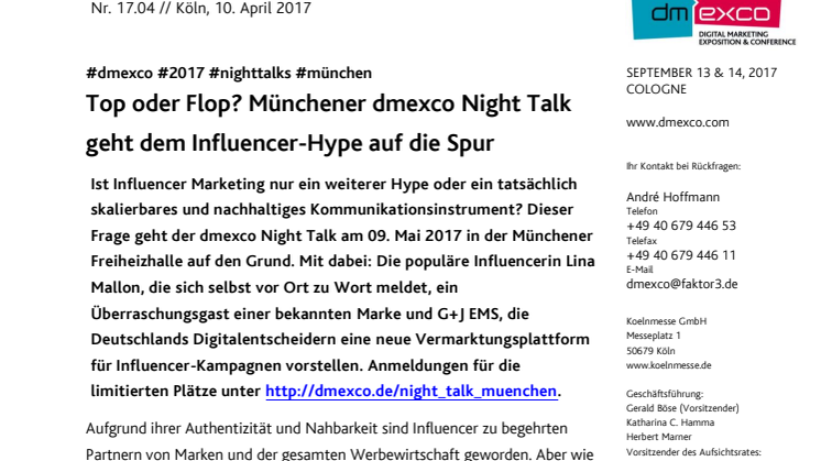 Top oder Flop? Münchener dmexco Night Talk geht dem Influencer-Hype auf die Spur
