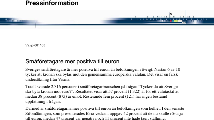 Småföretagare mer positiva till euron
